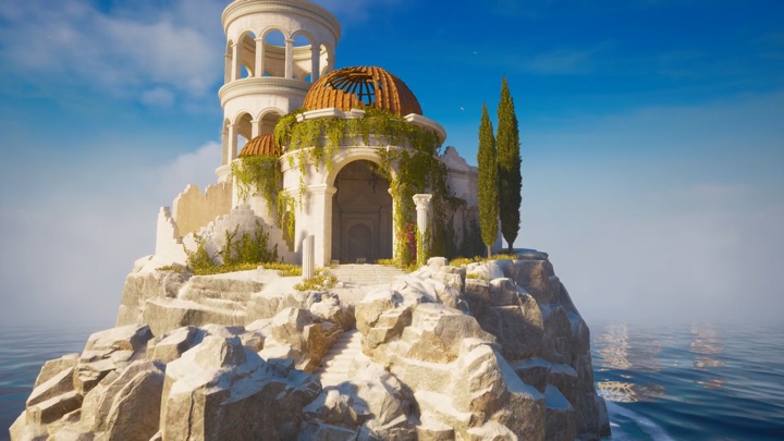 Ancient ruins waiting on a distant island